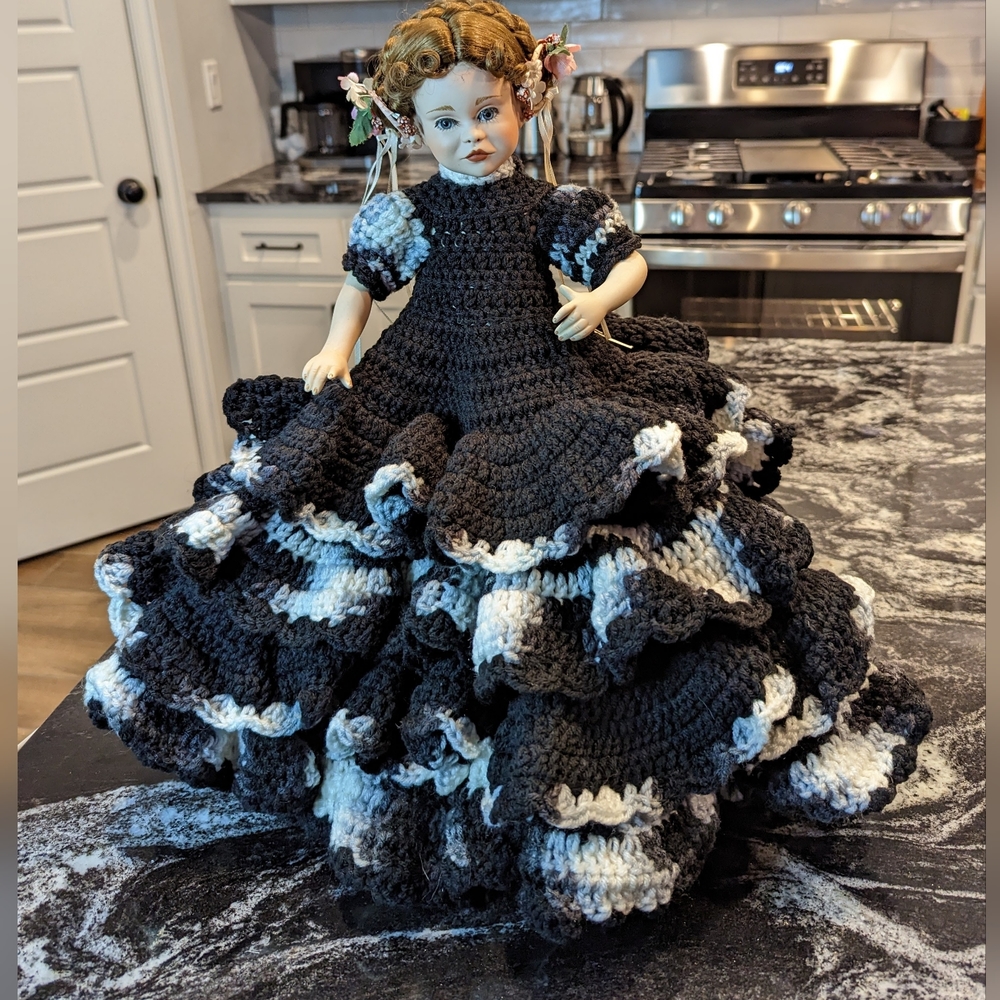 Doll Dress Vintage Handmade Layered/Tiered  Crochet. Doll not included!